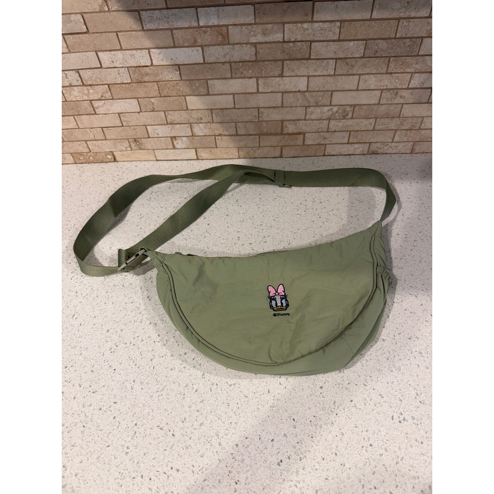 UNIQLO Custom Embroidered Disney Daisy Duck Round Mini Shoulder Bag Green Olive